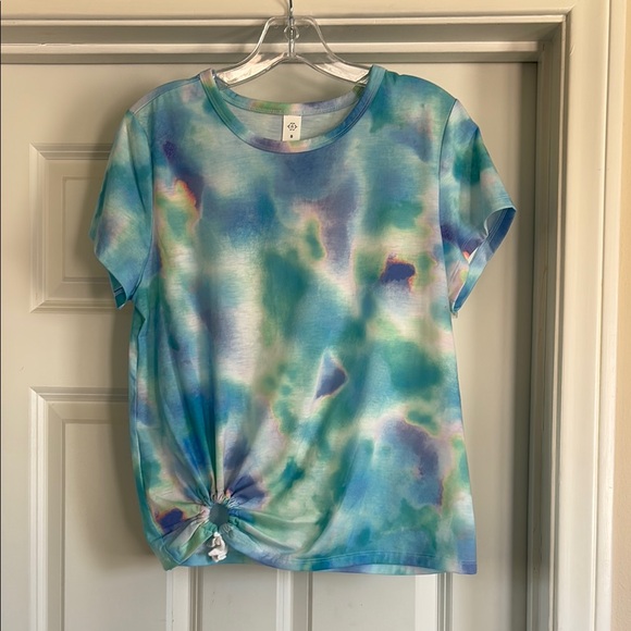 Nanette Lepore Tops - Nanette Lepore Blue Green Tie Front Short Sleeve Tee